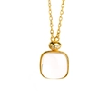 Square pink crystal pendant on gold S925 silver chain with zircon accents - Pink Crystal Gold