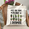 Detail of canvas tote bag with plant print on vintage rattan chair with flowers - Potted Plants Gardening Theme Style(9)