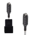Dual-cut carbide nail drill bits with silver metal finish and black protective bases - Professional Nail Drill Bit (HK-51)