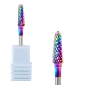 Rainbow tungsten carbide nail drill bit with cross-cut teeth for manicure removal - Professional Nail Drill Bit (HK-58)