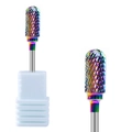 Rainbow tungsten nail drill bit with professional cross-cut teeth for cuticle removal - Professional Nail Drill Bit (HK-60)