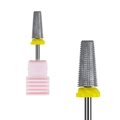 Carbide nail drill bit with cross-cut teeth and yellow dust ring for cuticle removal - Professional Nail Drill Bit (HK-63)