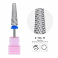Tungsten steel nail drill bit LPBG-M medium grit with blue ring and pink base - Professional Nail Drill Bit (HK-76)