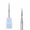 Silver needle diamond nail drill bit with white base for cuticle cleaning and precision - Professional Nail Drill Bit (HK-01)