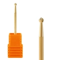 Golden spherical alloy nail drill bit with orange base for dead skin removal - Professional Nail Drill Bit (HK-13)