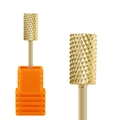 Golden alloy nail drill bit with orange plastic base for professional cuticle removal - Professional Nail Drill Bit (HK-18)