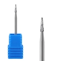 Tungsten carbide nail drill bit in flame shape with blue base for professional manicure - Professional Nail Drill Bit (HK-33)