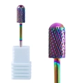 Rainbow tungsten nail drill bit with cylindrical cross-cut design for cuticle removal - Professional Nail Drill Bit (HK-41)