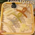 10-piece minimalist hair claw clip set in various amber and pastel resin colors - 10 Pcs Hair Clips Combo Set / 10Pcs