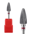Conical tungsten carbide nail drill bit with red ring and protective case - Professional Nail Drill Bit (HK-45)