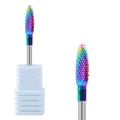 Iridescent tungsten steel nail drill bit with cross-cut cone for cuticle removal - Professional Nail Drill Bit (HK-59)