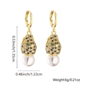 Detailed size specifications of leopard head pearl earrings with crystal inlay - Full Zirconia Black Spotted Leopard Head Pearl Style