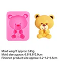 Moule ours 3D en silicone rose pour gâteaux avec dimensions et exemple de décoration - F9 / Rose