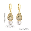 Detail shot of leopard pearl earring showing dimensions 1.35cm height and 1.23cm width - Black Zirconia Leopard Print Head Pearl Style