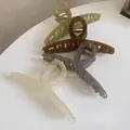 Set of four large resin hair claws in green, amber, gray, and cream colors - 11cm Shark Clip / Gray
