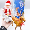 Electric musical Santa Claus in white sleigh with reindeer Christmas toy decoration - Santa Claus on Sleigh with Reindeer