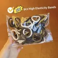 Set of 50 high elastic hair ties in earth tone colors including brown and beige - High Elastic Plain Hair Ties / 50 Pcs Bag