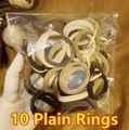 Set of 10 elastic hair bands in minimalist earth tones like beige and dark brown - Portable Plain Hair Ties / 10 Pcs/Set