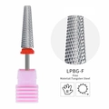 Fine grit tungsten steel nail drill bit model LPBG-F with red ring and pink base - Professional Nail Drill Bit (HK-75)