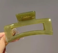 Minimalist avocado green rectangular hair claw clip with a refined marble texture finish - 8.5cm Square Avocado Green Hair Claw
