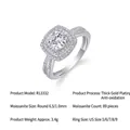 Classic round moissanite ring with double halo pavé diamonds in silver setting - US Size 9 / Style R13332 1 Carat Moissanite Special