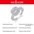 Klassieke ronde moissanite ring met dubbele halo diamanten in zilveren zetting - US Maat 9 / Stijl R13332 1 Karaat Moissaniet Speciaal