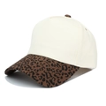 Two-tone baseball cap with cream canvas crown and leopard print brim detail - Beige/Small Leopard