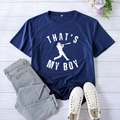 Navy blue That's My Boy baseball t-shirt in XXL size flat lay on wooden background - S / Navy Blue (White Font)
