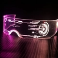 Cyberpunk LED glasses with pink purple glowing light and futuristic tech patterns - Pink Purple