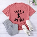 Red casual t-shirt with baseball silhouette and That's My Boy print in soft cotton - S / Rose Gold (Black Font)