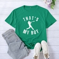 Bright green That Is My Boy graphic t-shirt with baseball silhouette and casual styling - S / Dark Green (White Font)