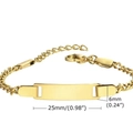 Adjustable 18K gold plated stainless steel ID bracelet with 25mm x 6mm blank engraving plate - Gold ID Bracelet 12+3cm
