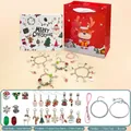 Weihnachts-Adventskalender DIY Schmuckset mit Rentier-Geschenktüte und Anhängern - Silber Armband Set Mit Rentier Geschenktüte / Silber