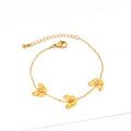 Gold butterfly charm bracelet with pink marquise stones and stainless steel lobster clasp - Pink Zirconia Butterfly Bracelet