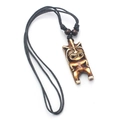 Polynesian Tiki totem pendant with brown resin bone-carved details and adjustable cord - Style B / Brown