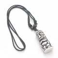 Adjustable faux bone resin Tiki pendant necklace with tribal face carving and beads - Style E / White