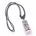 Polynesian Tiki pendant necklace in white faux bone resin with black braided cord - Style F / White