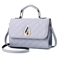 Lavender quilted mini handbag with gold teardrop lock and adjustable crossbody strap - Light Gray