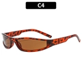 C4 Retro wrap-around sunglasses with tortoiseshell frame and dark brown lenses - Leopard Frame / Tea Lens