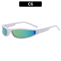 Retro Y2K small frame sunglasses in white with green-blue gradient lenses, model C6 - White Frame Colorful Lens