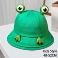 Kids cute green frog sun hat with cartoon eyes and Good embroidery for summer sun protection - Green Kids Frog (48-52CM)(E-186)