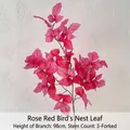 Detail of 98cm magenta faux bird leaf branch with 3 stems for wedding floral decoration - Magenta Blue Bird Leaf