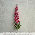 95cm bright pink artificial foxglove stem with hanging bell-shaped flowers and green leaves - Magenta Bellflower