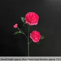 Artificial rose peony in rose red with 64cm stem and dual flower heads for wedding decor - Magenta Ranunculus