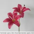 Artificial fuchsia lily stem with two 15cm blooms for wedding decor, 48cm height - Magenta Double-Head Lily