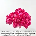 Magenta artificial hydrangea bouquet 40cm height with 5 branches for wedding decor - Magenta Hydrangea Bundle No.1