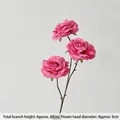 Single stem artificial rose in vibrant magenta with 3 heads for wedding decor, 63cm height - Magenta Diamond Rose
