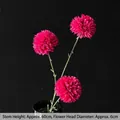Magenta faux dahlia 3-head stem 60cm for wedding decor with vibrant flower heads - Magenta Ping Pong Chrysanthemum
