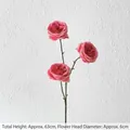 Pink artificial flower branch with three heads 63cm high for wedding decor - Magenta Small Austin Rose