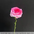 Single pink silk rose stem for wedding decor, 50cm tall with realistic petal gradient - Magenta Angie Rose